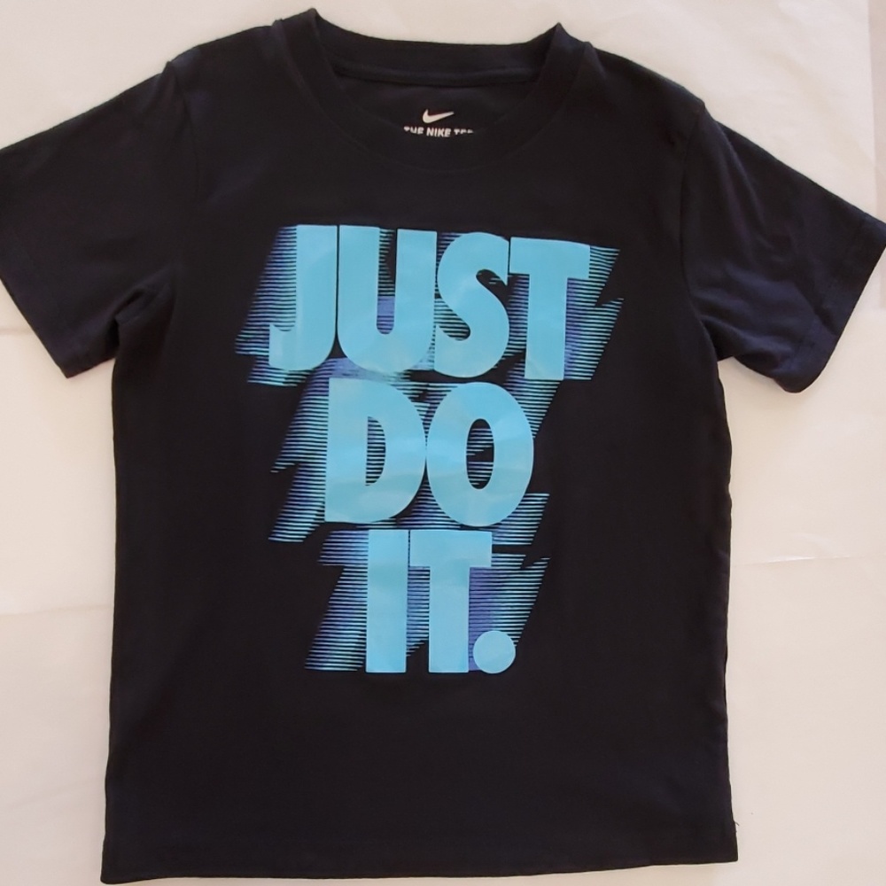 Boys Nike Shirt Just Do It Black Turquoise Sz 7 L